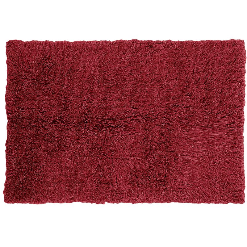 Linon 3A Flokati Shag Wool Rug, Red, 7X10 Ft
