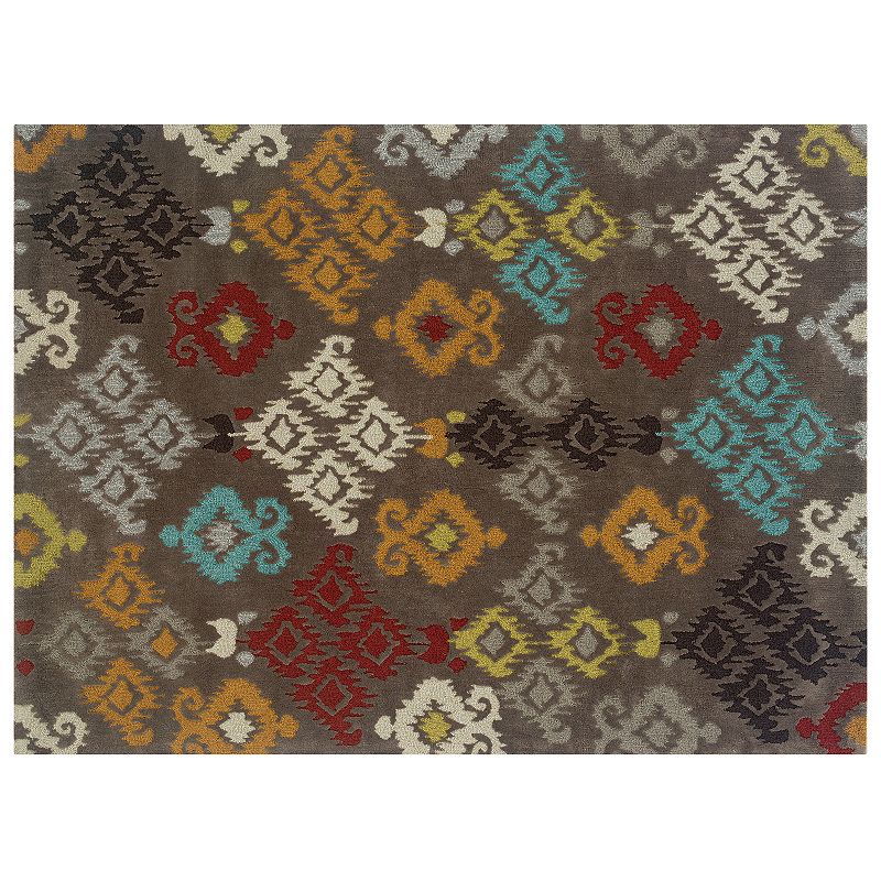 Linon Trio Damask Rug, Grey, 5X7 Ft