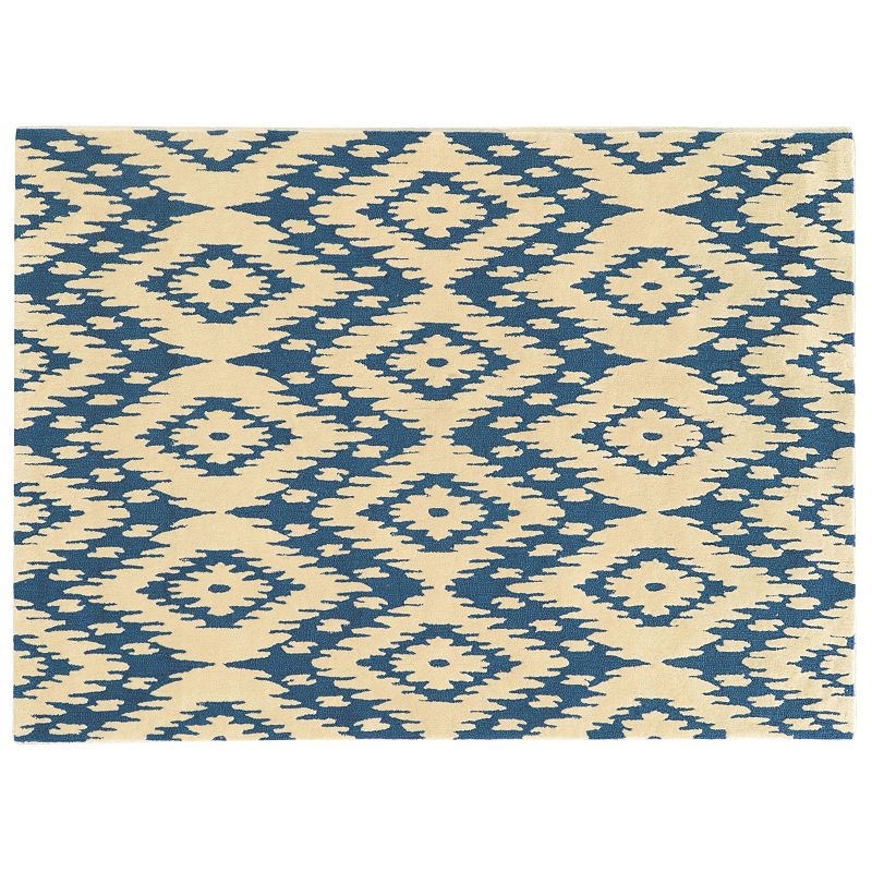 Linon Trio Geometric Rug, Blue, 5X7 Ft