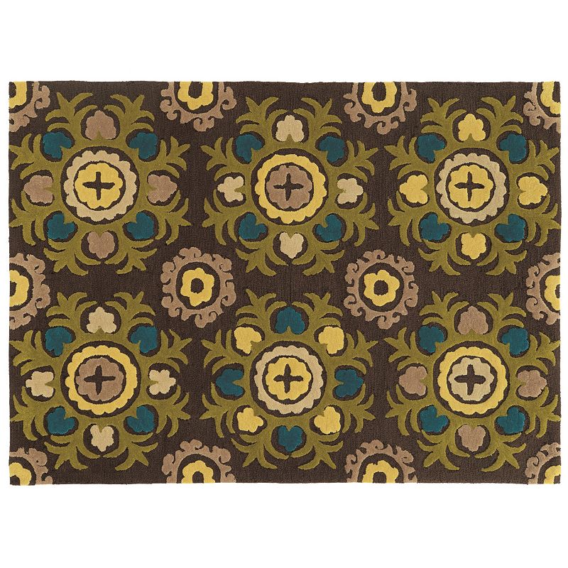 Linon Trio Medallion Rug, Brown, 5X7 Ft