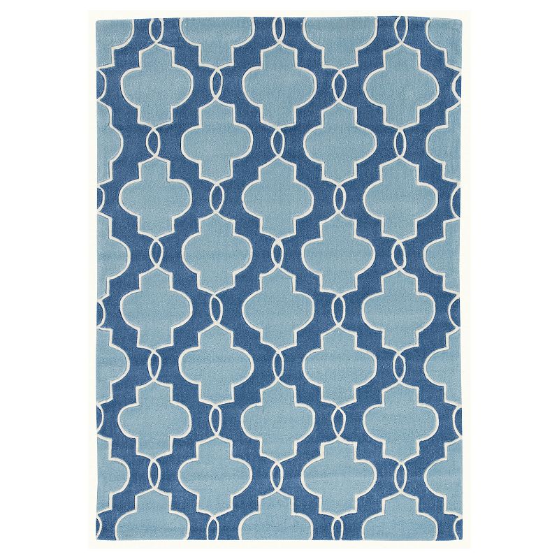 Linon Trio Trellis Rug, Blue, 5X7 Ft