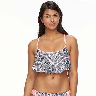 Juniors SO Floral Flounce Bikini Top