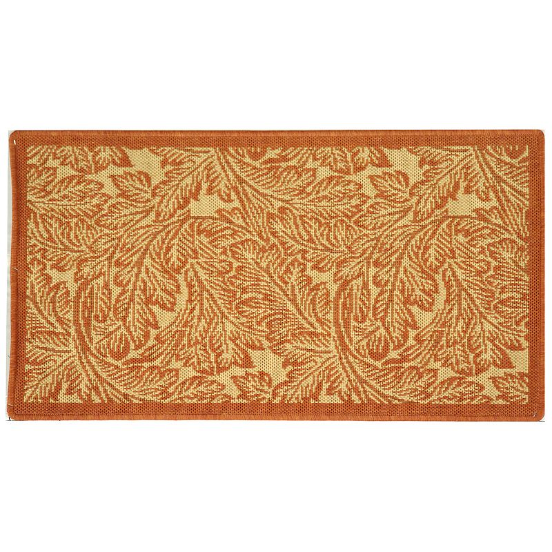 Safavieh Courtyard Leaves Collage Indoor Outdoor Rug, Beig/Green, 6.5Ft Rnd