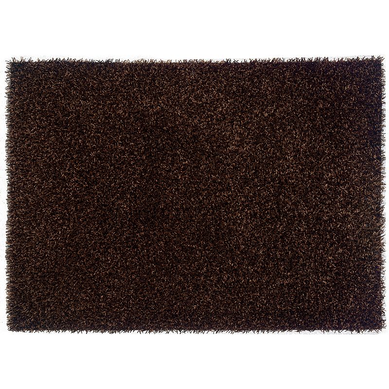 Linon Confetti Solid Shag Rug, Brown, 8X10 Ft