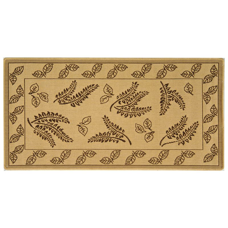 Safavieh Courtyard Ferns Framed Indoor Outdoor Rug, Beig/Green, 8X11 Ft