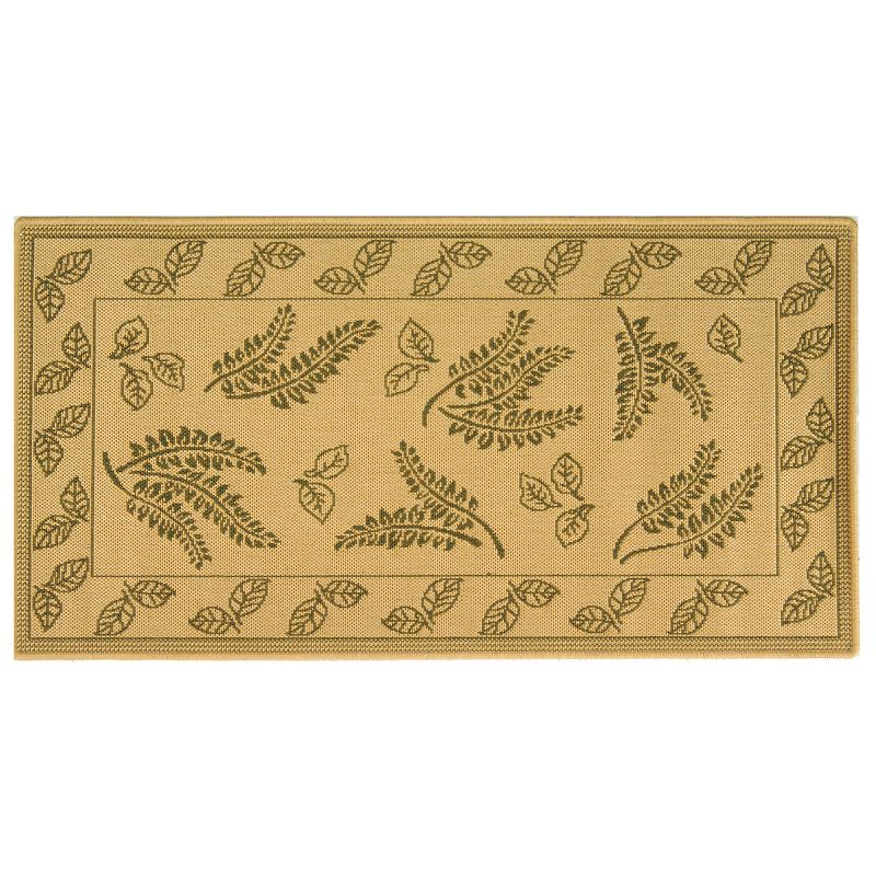 Safavieh Courtyard Ferns Framed Indoor Outdoor Rug, Beig/Green, 8X11 Ft