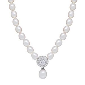 Freshwater by HONORA Sterling Silver Freshwater Cultured Pearl & Crystal Necklace