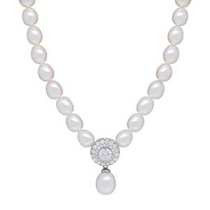 Freshwater by HONORA Sterling Silver Freshwater Cultured Pearl & Crystal Necklace