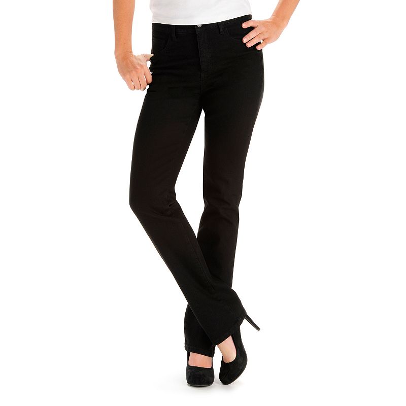 UPC 040326222182 product image for Lee Monroe Classic Fit Straight-Leg Jeans - Petite, Size: 4 PETITE (Black) | upcitemdb.com