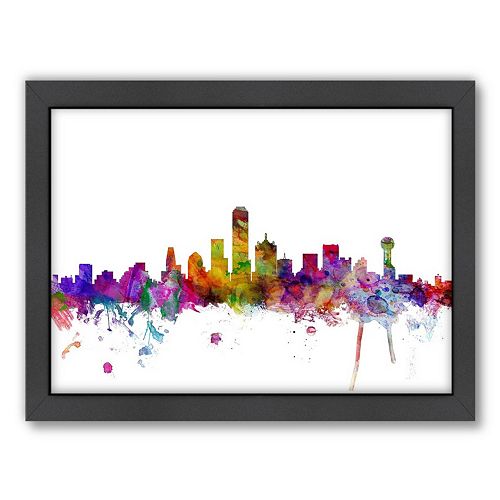 Americanflat Michael Tompsett ''Dallas, Texas, Texas, Texas Skyline'' Framed Wall Art