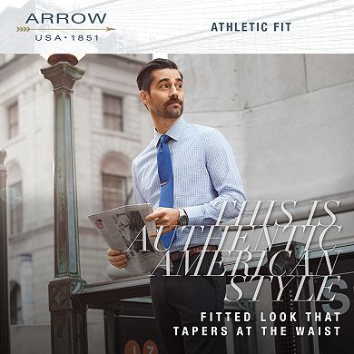 Men's Arrow Athletic-Fit Solid Wrinkle-Free Spread-Collar Dress Shirt