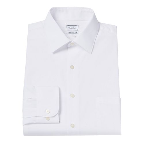 Men's Arrow Athletic-Fit Solid Wrinkle-Free Spread-Collar Dress Shirt