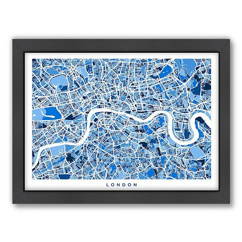 Americanflat Michael Tompsett ''London Street Map'' Framed Wall Art