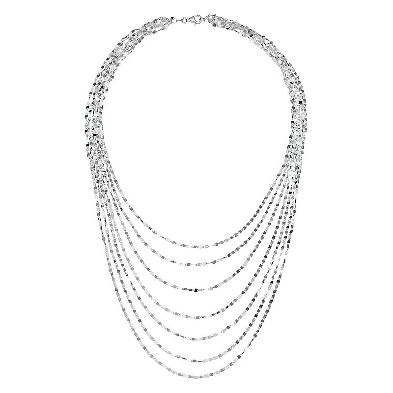 Sterling Silver Twist Link Multi Strand Necklace, Womens, Size: 18