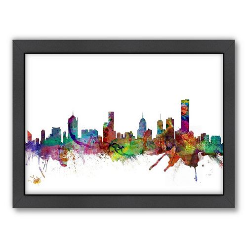 Americanflat Michael Tompsett ''Melbourne Skyline'' Framed Wall Art