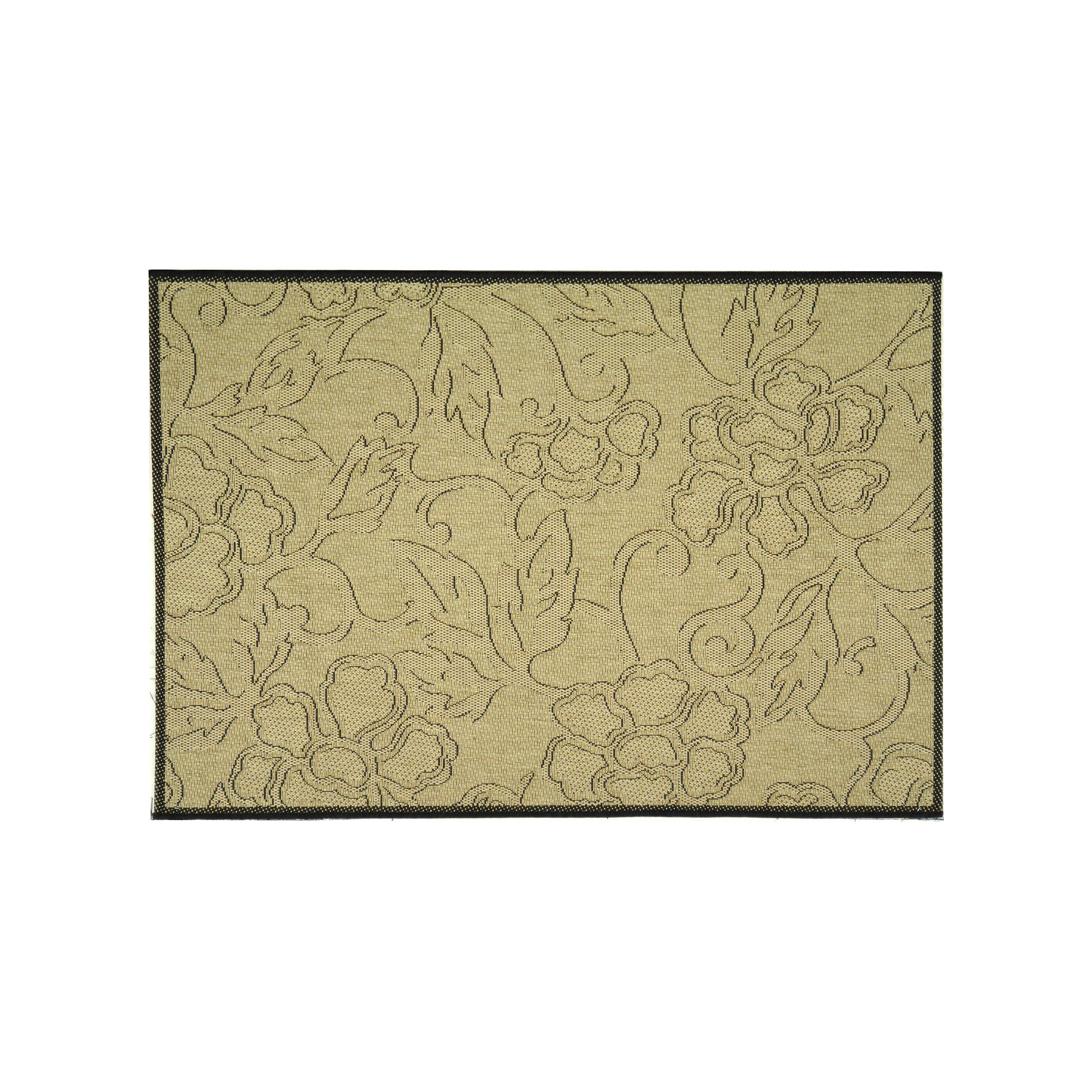 Safavieh Courtyard Floral Sketch Indoor Outdoor Rug, Sand Black