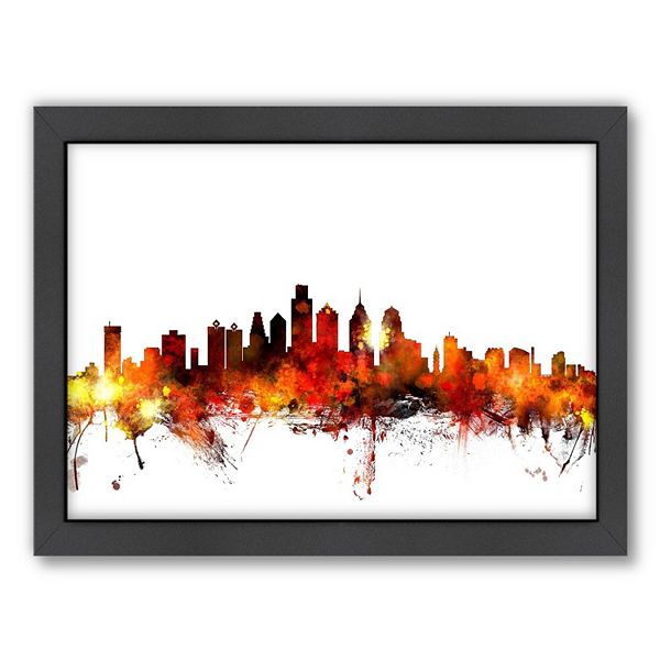 Americanflat Michael Tompsett Philadelphia Skyline V Framed Wall Art
