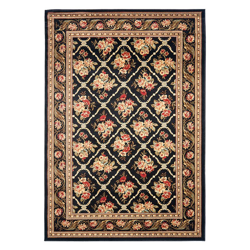 Safavieh Lyndhurst Framed Floral Rug, Black, 8X11 Ft