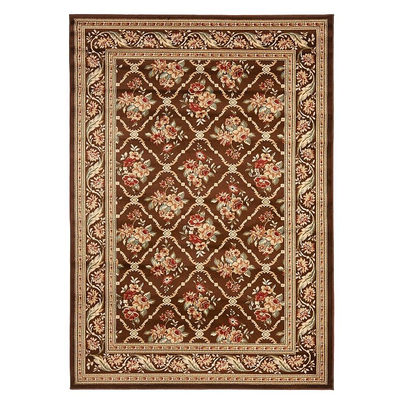 Safavieh Lyndhurst Framed Floral Rug, Brown, 7X10 Ft