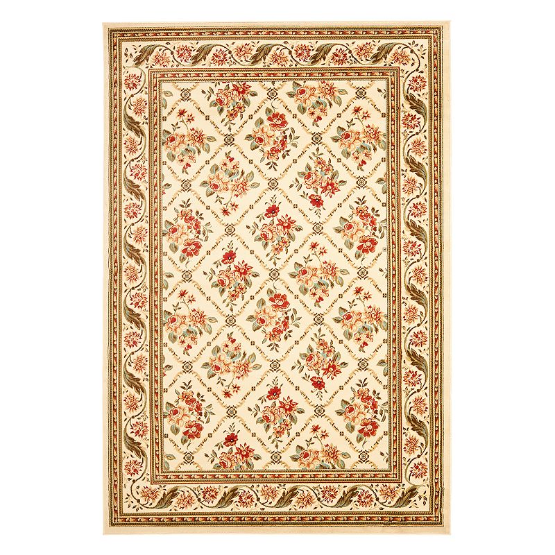 Safavieh Lyndhurst Framed Floral Rug, White, 5X8 Ft