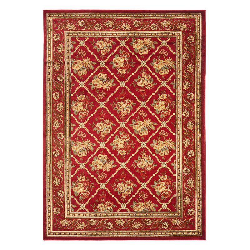 Safavieh Lyndhurst Framed Floral Rug, Red, 5X8 Ft