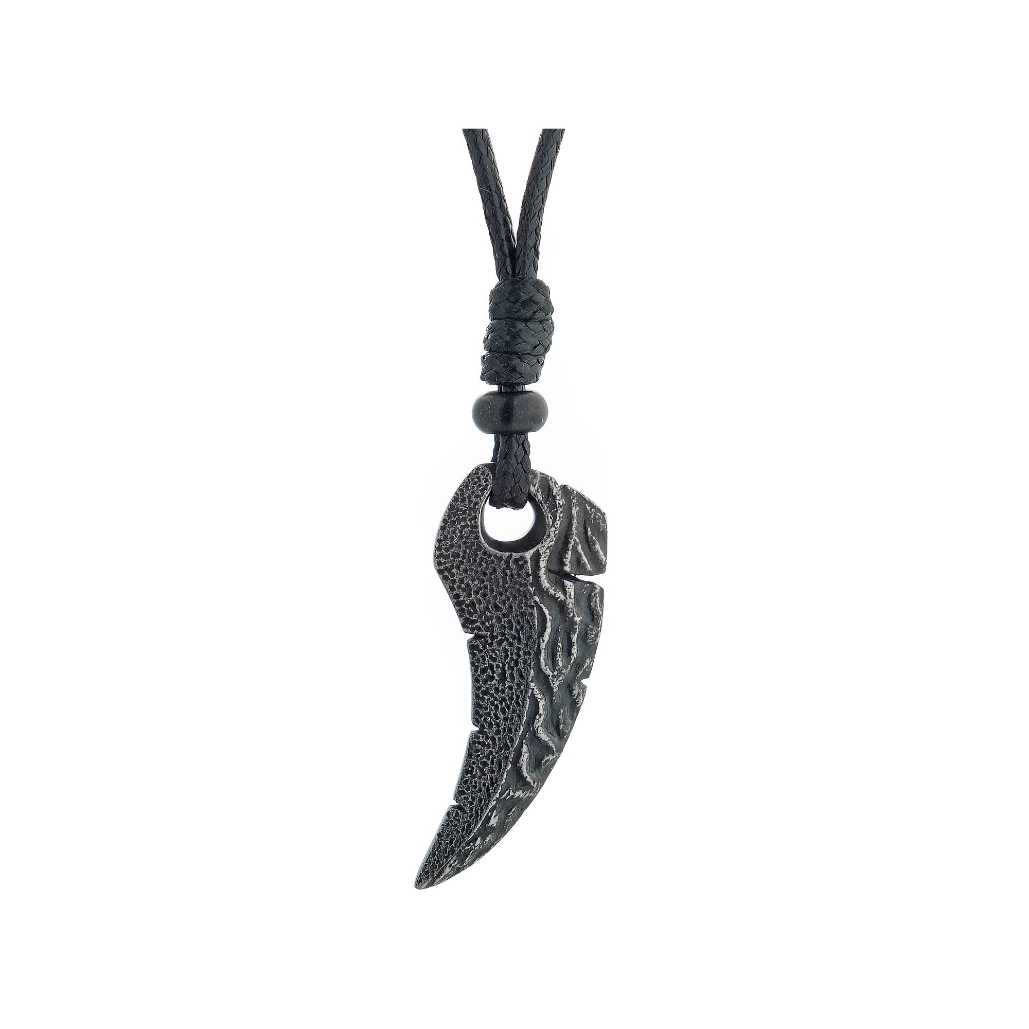 LYNX Stainless Steel Leather Cord Sword Pendant Necklace, Mens, Silver