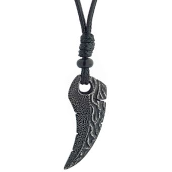 LYNX Stainless Steel Leather Cord Sword Pendant Necklace
