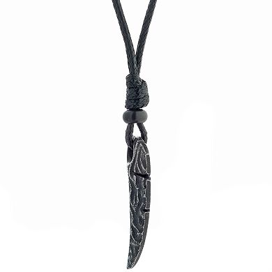 LYNX Stainless Steel Leather Cord Sword Pendant Necklace