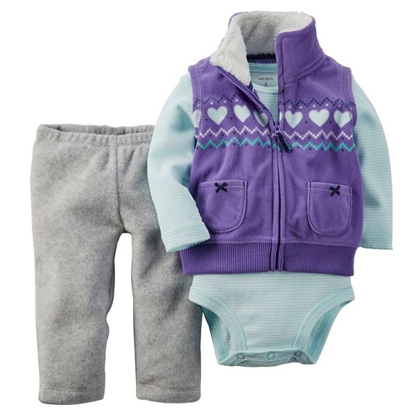 Baby Girl Carter's Microfleece Vest Set