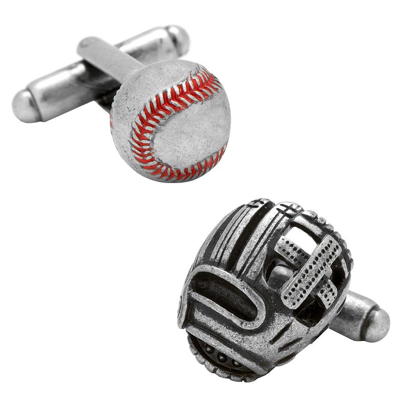 Baseball & Glove Cuff Links, Silver