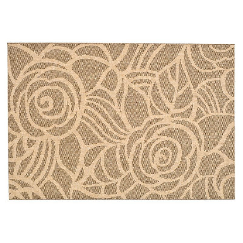 Safavieh Courtyard Floral Swirl Indoor Outdoor Rug, Brown, 6.5Ft Sq