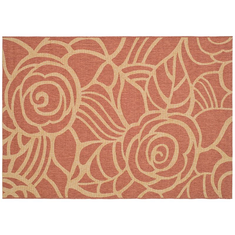 Safavieh Courtyard Floral Swirl Indoor Outdoor Rug, Red, 6.5X9.5 Ft