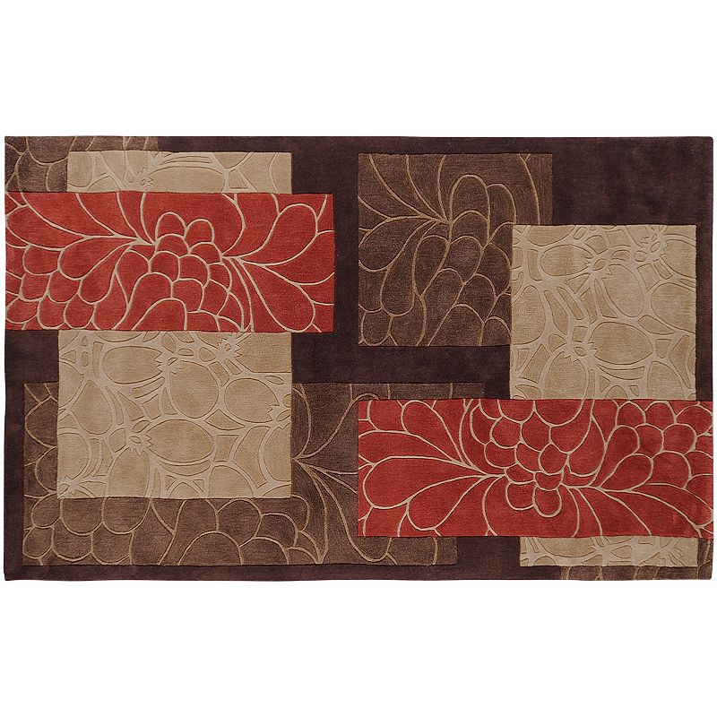 Decor 140 Cosmopolitan Collage Floral Rug, Brown, 8Ft Rnd