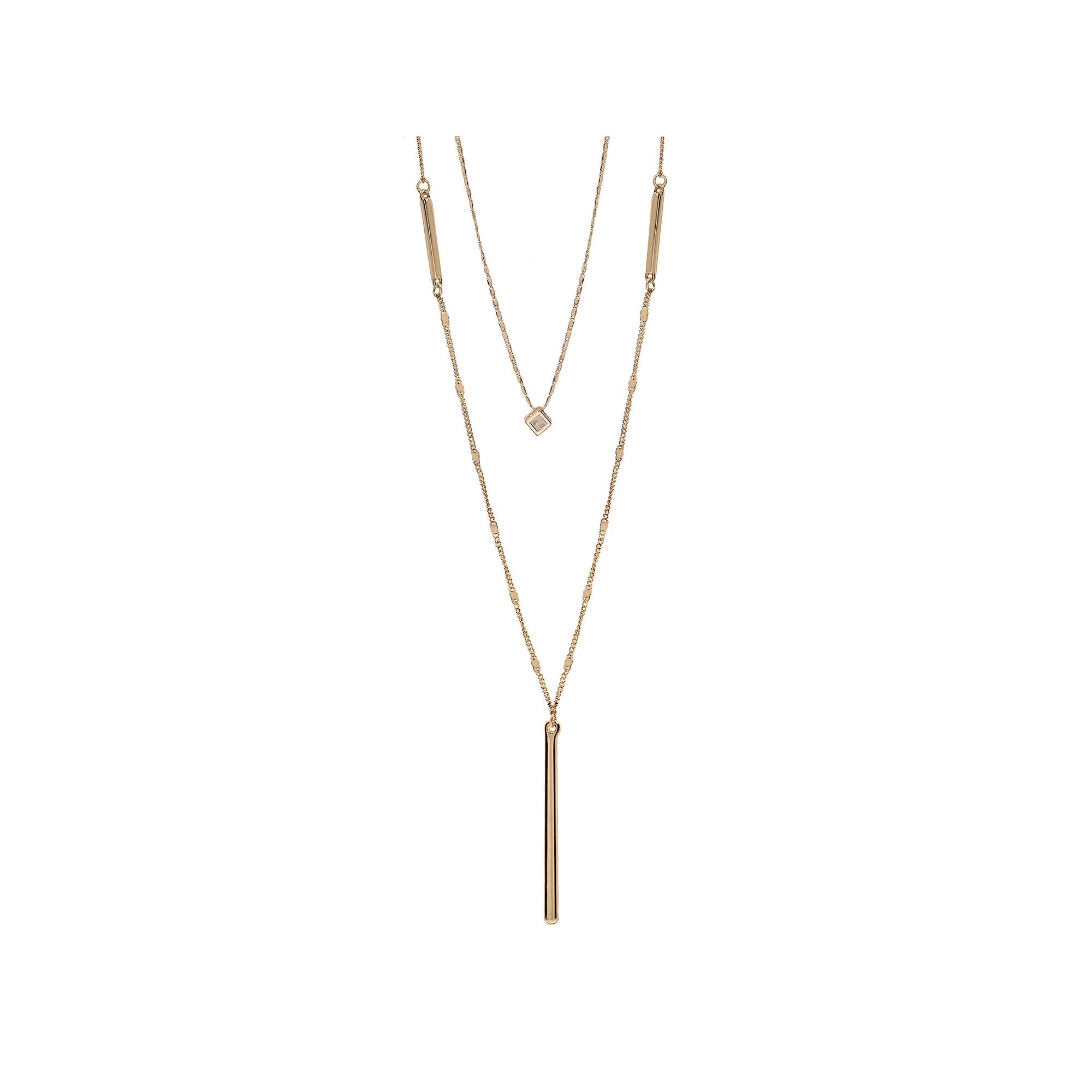 LC Lauren Conrad Multistrand Cube & Stick Pedant Necklace, Womens, Gold To