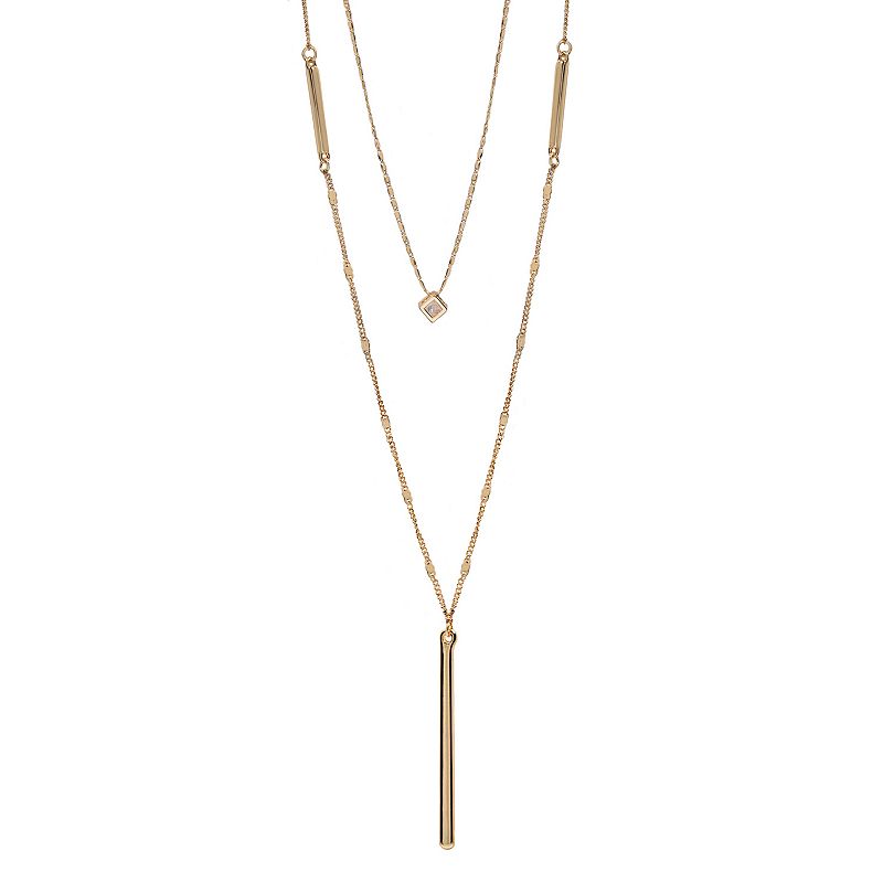 LC Lauren Conrad Multistrand Cube & Stick Pedant Necklace, Womens, Gold To
