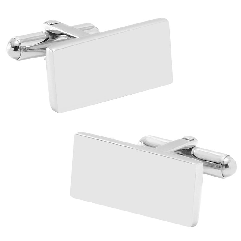 Stainless Steel Engravable Bar Cuff Links, Silver