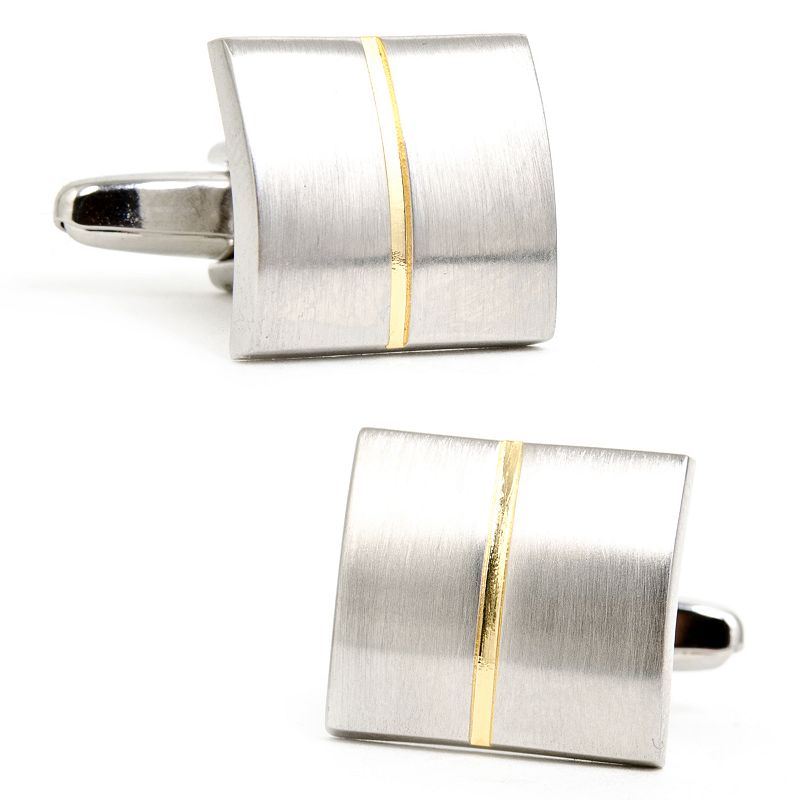 Divided Two Tone Square Cuff Links, Gold