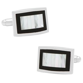 Men's Cuff Links, Inc. Onyx and Mother of Pearl Key Cuff Links
