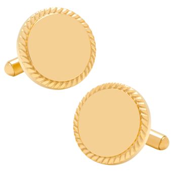 14K Gold-Plated Rope Border Engravable Cuff Links
