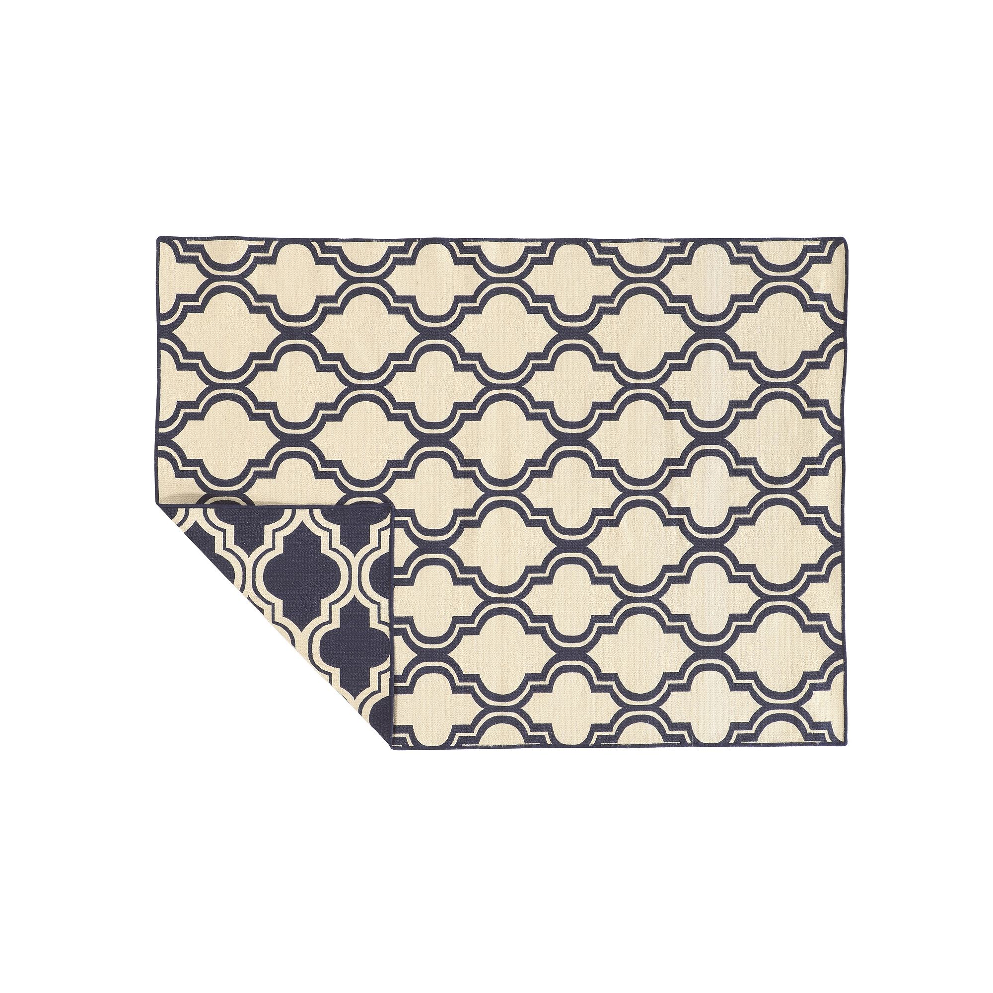 Linon Salonika Quatrefoil Reversible Wool Rug - 5 x 8, Blue