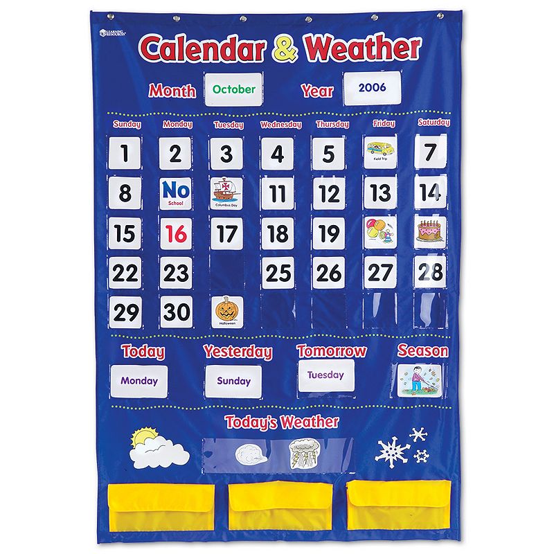Learning Resources Calendar & Weather Pocket Chart, Multicolor