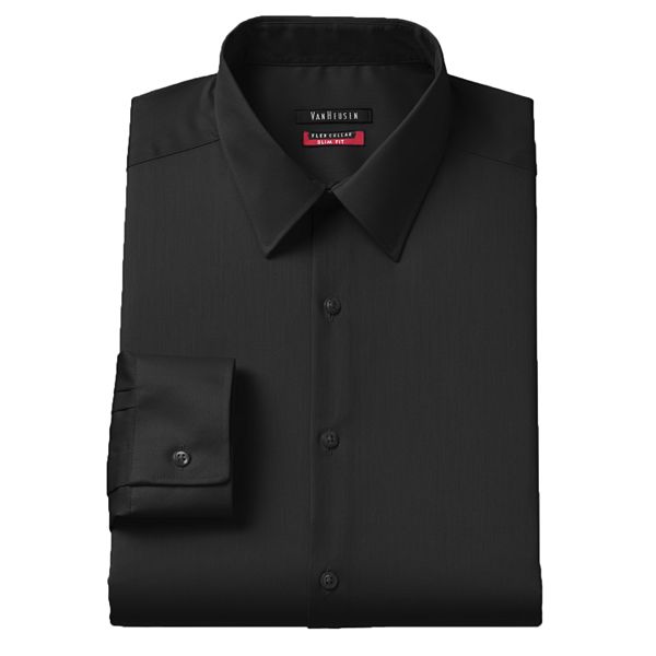  Van Heusen Men's Dress Shirt Slim Fit Flex Collar Stretch  Solid, Black, 14.5 Neck 32-33 Sleeve : Clothing, Shoes & Jewelry