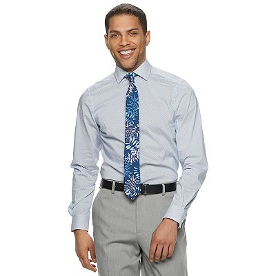 men's van heusen slim fit flex spread collar dress shirt Van Heusen Slim Fit FLEX Stretch Stain Shield Wrinkle Free Texture Dress  Shirt in White main image 1