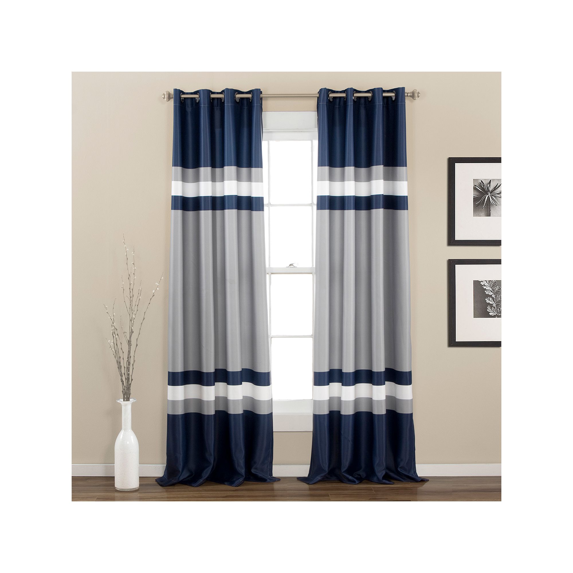 Half Moon 2-pack Alexander Window Curtains, Blue
