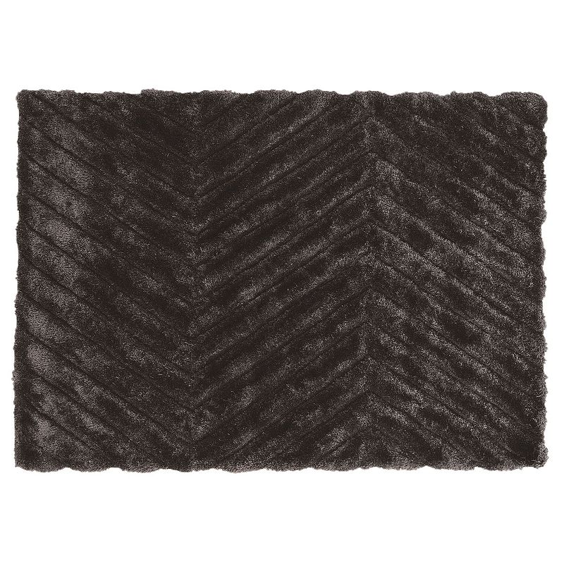 Linon Links Zigzag Shag Rug, Grey, 5X7 Ft