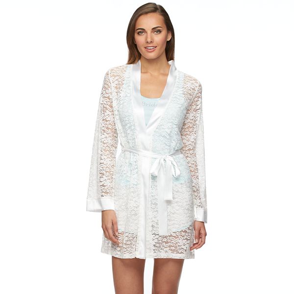 Women's Apt. 9® A Touch of Blue Bridal Lace Wrap Robe