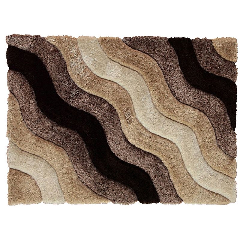 Linon Links Wave Shag Rug, Brown, 5X7 Ft