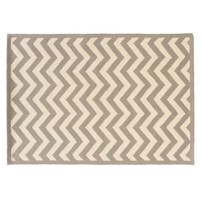 Linon Silhouette Chevron Wool Rug, Grey, 5X7 Ft