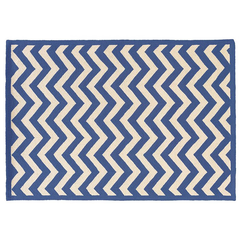 Linon Silhouette Chevron Wool Rug, Blue, 8X10 Ft