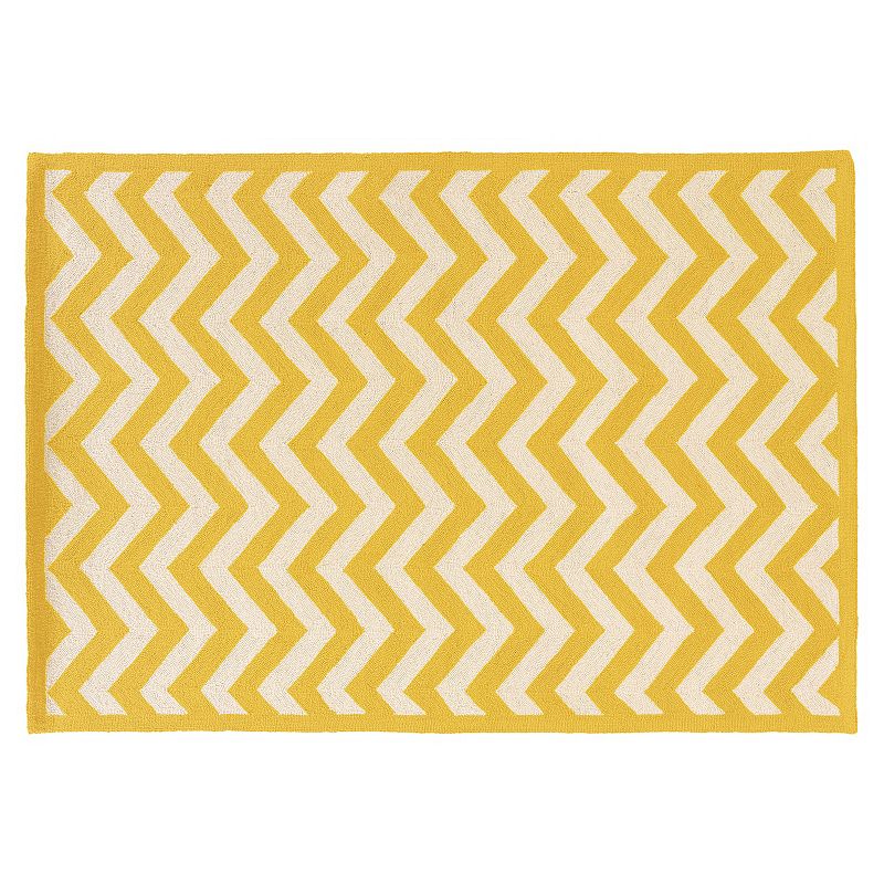 Linon Silhouette Chevron Wool Rug, Yellow, 8X10 Ft